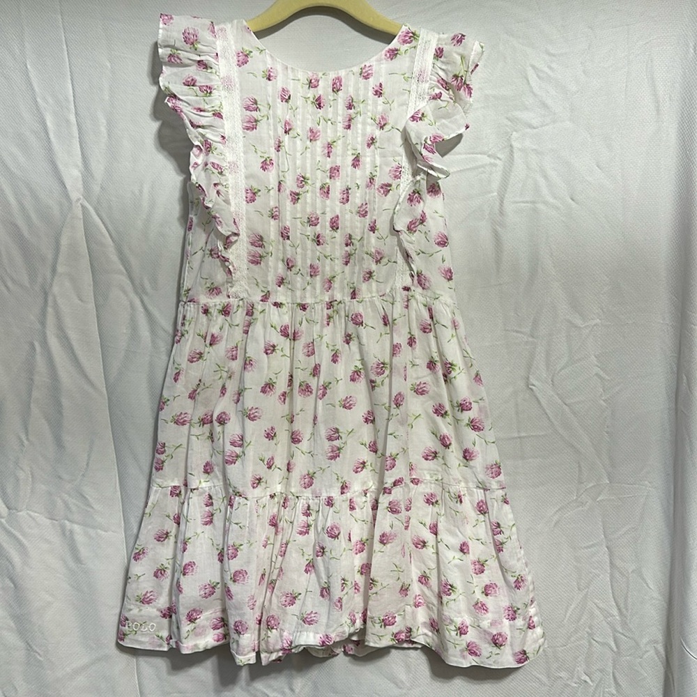 Polo Ralph Lauren light cotton dress with pink/purple floral accents